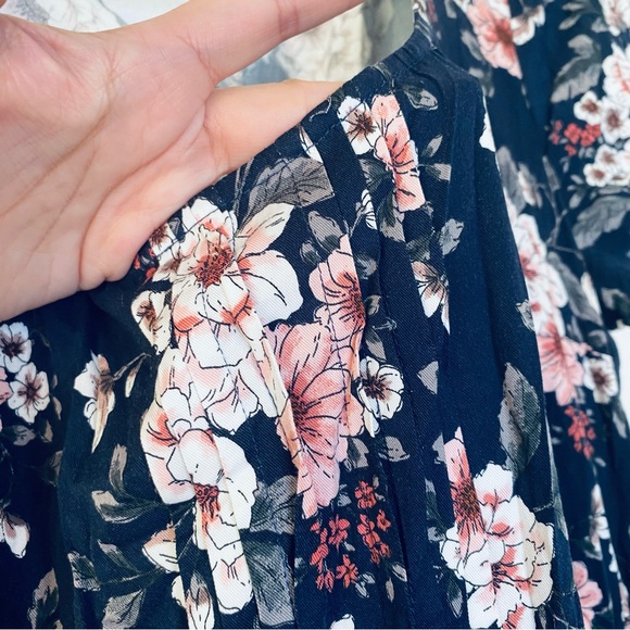 Torrid Floral Boho Pleated Rounded Collar Stretch Waist A-Line Dress 1X - Picture 5 of 7